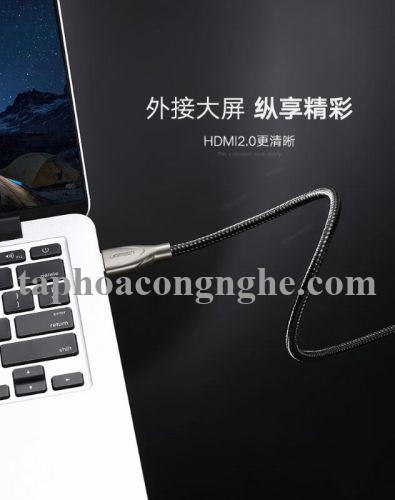Ugreen 50115 20M màu Đen Cáp tín hiệu HDMI chuẩn 2.0 dây bọc lưới đầu hợp kim cao cấp HD131 30050115